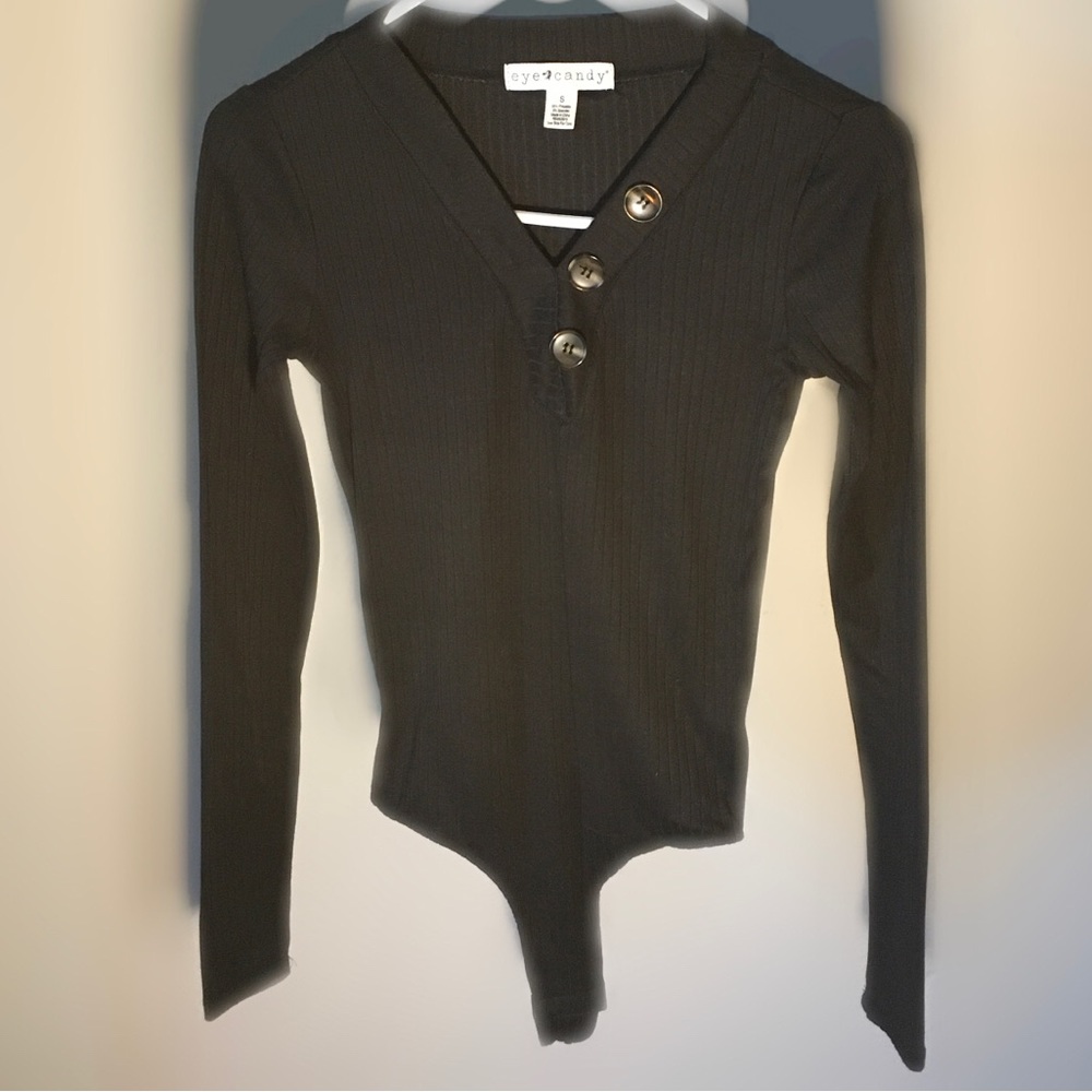 Eye Candy Black Long Sleeve V-Neck Bodysuit